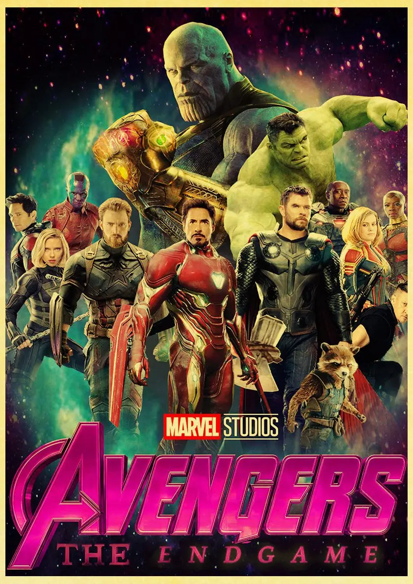E142 Постер из крафт-бумаги с героями фильма Marvel, Мстителями, супергероями, ретро постером и принтами, наклейка на стену для кафе и комнаты, художественная живопись - Цвет: E142