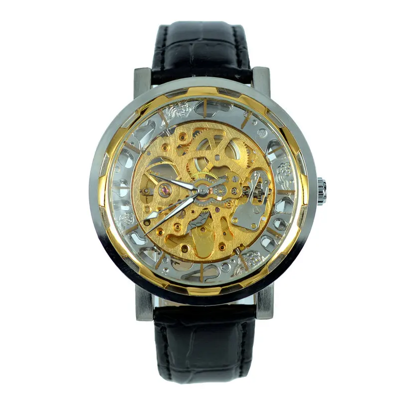 Топ 2016 водонепроницаемые механические часы с маленьким циферблатом кожаные