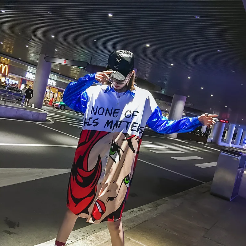 Мультфильм печати рубашки для мальчиков блузка Harajuku женщин блузки оверсайз 2018