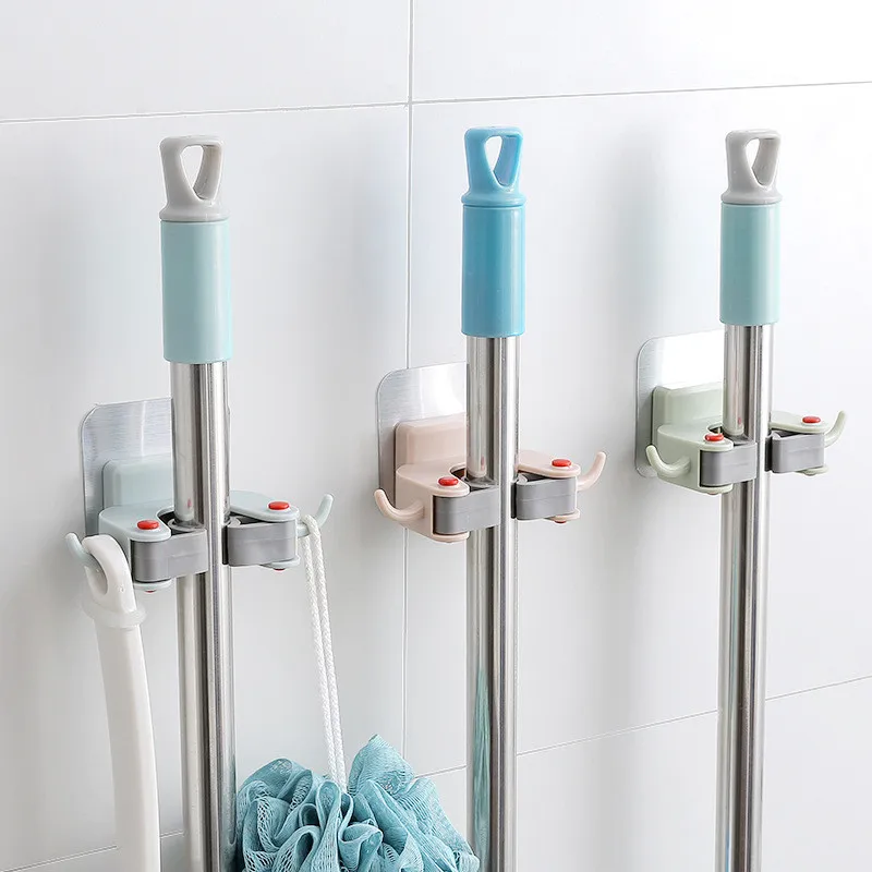 2018 Новый Ванная комната крючки Организатор клей веник стойки Пластик Mop