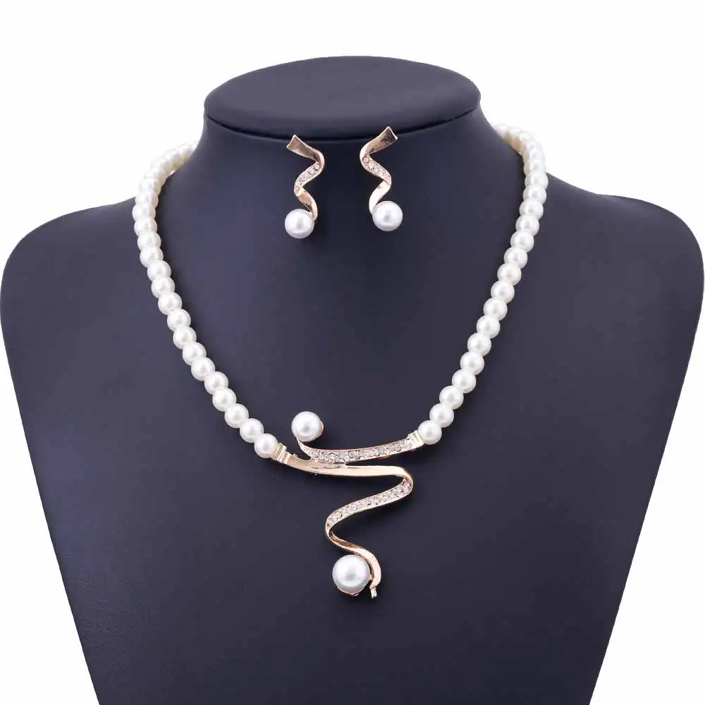 FAMSHIN Винтажные Ювелирные наборы с искусственным жемчугом для женщин свадебный