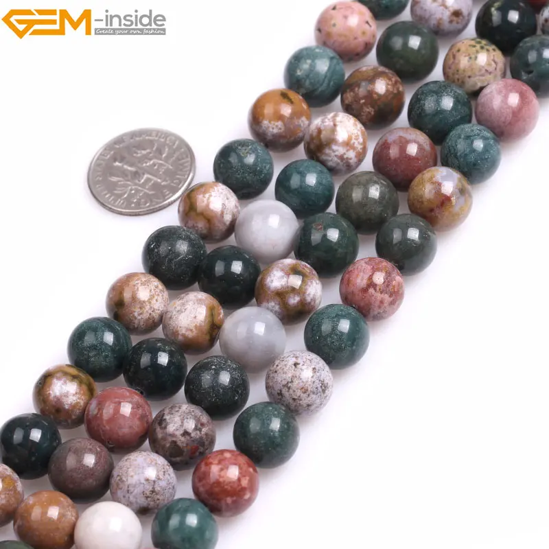 

Natural Round Smooth Ocean Jaspers Stone Beads For Jewelry Making 6-12mm 15 inch Simi-precious Gem stone bracelet necklace DIY