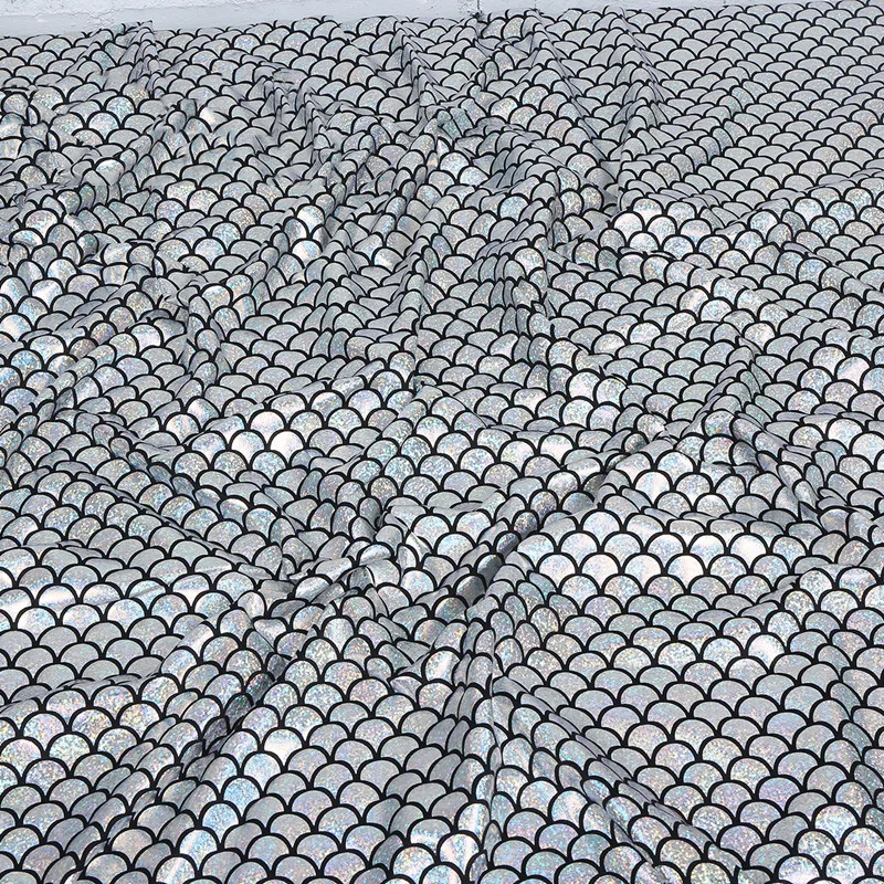 silver Meetee 50/100 см Ширина 150 см с позолоченном тиснением в виде рыбьей чешуи ткань спандекс для сцены платье Женская одежда деко изделия для шитья аксессуар - Цвет: silver