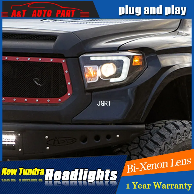 Стайлинг автомобиля светодиодный ная фара для Toyota Tundra фары 2014-2018 drl H7 hid
