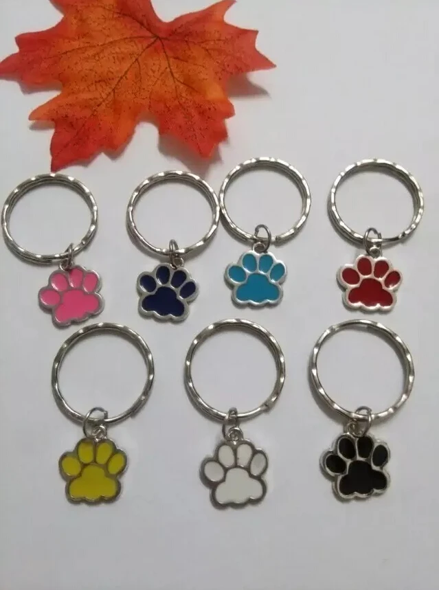 Enamel Dog&ampCats Footprints Vintage Silvers Charms Mixed Keychain For Keys Ring DIY Key Chain Accessories 50pcs D263 | Украшения и