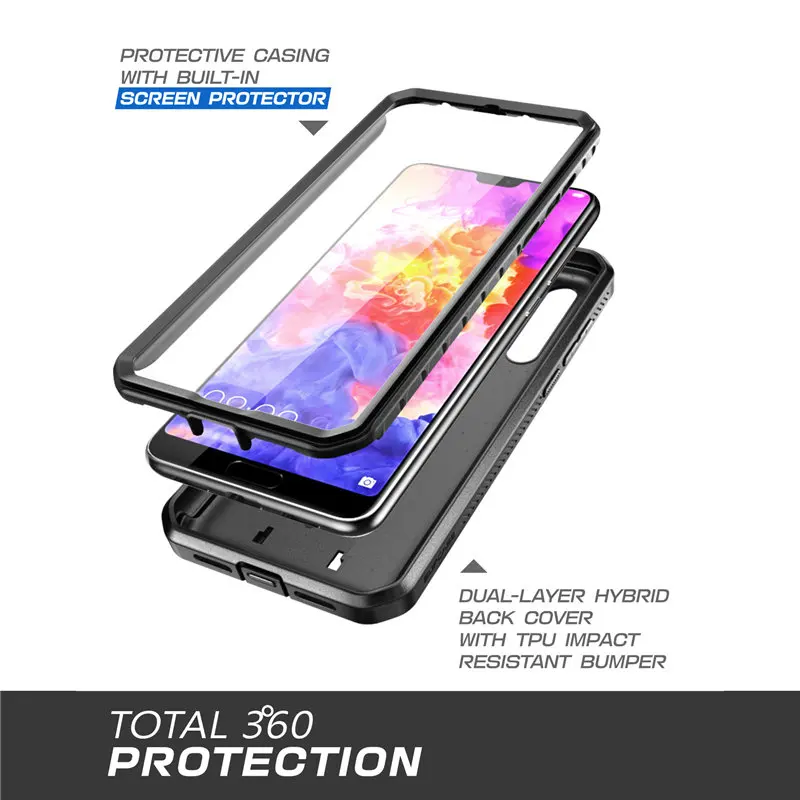 Чехол для Huawei P20 Pro SUPCASE UB прочный полноразмерный черный и синий чехол со
