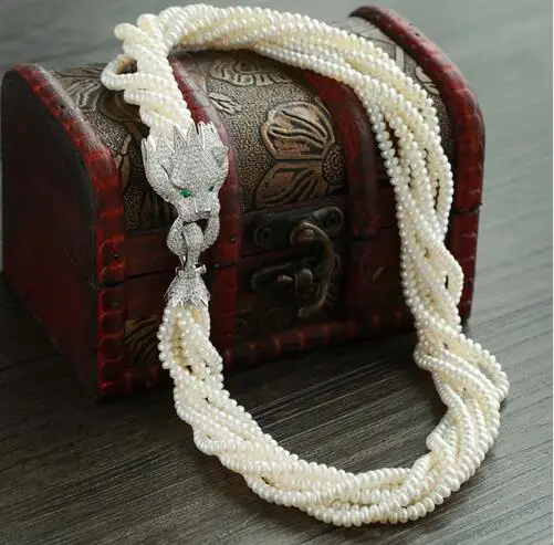 Gift Freshwater Pretty cubic zircon leopard head 4-5mm freshwater pearls multilayer choker necklaces bts diy | Украшения и