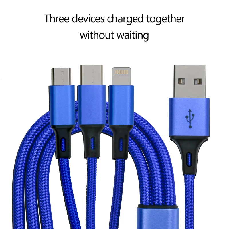 Оригинальный USB кабель для Xiaomi 3 в 1 Type C Micro Lightning зарядное устройство IPhone Android IOS Iphone