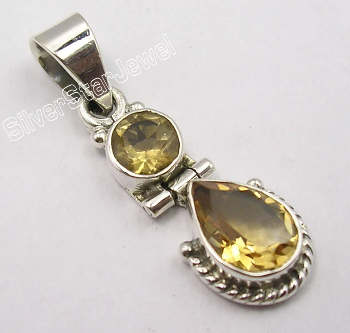 CITRINE Muiltiply Choices Chanti International. Чистое серебро Классический крой голубой топаз искусство кулон 3 см полудрагоценные камни вариации - Окраска металла: CITRINE