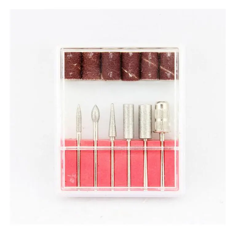 6 шт. сверло для дизайна ногтей ЗАМЕНА наждачной головки набор с чехлом Гель лак
