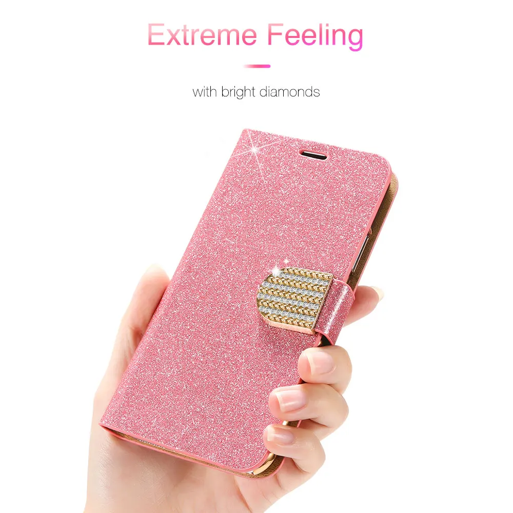 KISSCASE блестящий чехол для iPhone X 7 8 Plus кожаный кошелек держатель Fundas Capa Shell Телефон