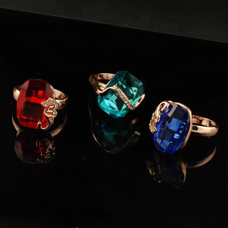 Кольцо женское с разноцветными камнями 50 шт.|crystal ring|stone ringfashion rings women |