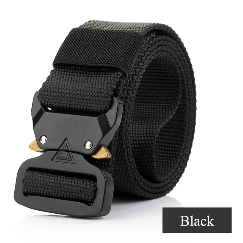Black Belt 115-135 см холщовый ремень мужской Тактический дизайнерский армейский ремень для брюк Cobra треугольный дизайн металлическая пряжка Длинные Военные нейлоновые ремни - Цвет: Black Belt