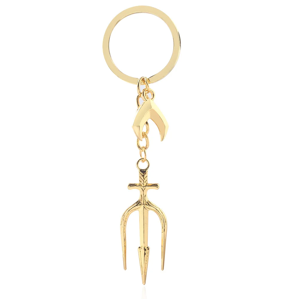 Белый SG фильм Aquaman Trident из Нептуна золотые брелоки Артура Карри оружие Модель брелок для ключей chaviro мужской автомобильный брелок колье ювелирные изделия - Цвет: Белый