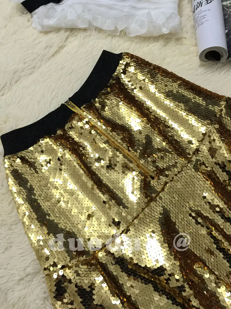 Лидер продаж Новое поступление Blingbling юбка Для женщин модные золотые блестки юбка пикантные полиэстер аппликации наряд для девочек