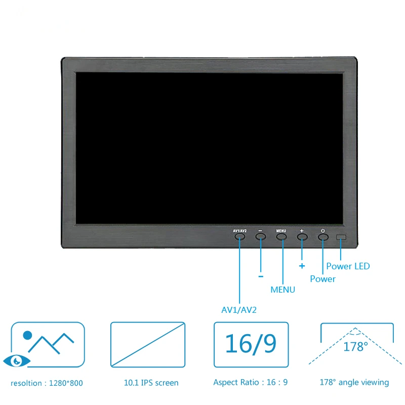 10,1 дюймов ips сенсорный экран портативный монитор HD 1280x800 цветной дисплей экран с AV/VGA/HDMI/USB для ПК безопасности CCTV камера