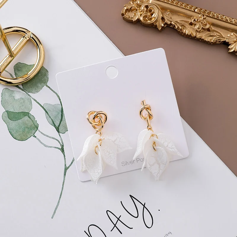 2019 Summer Elegant Leaves Dangle Earrings Acrylic Long Tassel Earring For Women Korean Trendy Pendiente Tie Metal Brincos Girls | Украшения