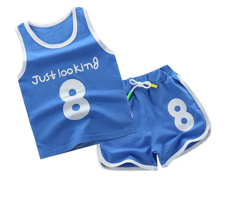 Children Clothing Baby Girl Boy Clothes Summer Vest Sports Tees Tops 2 Pcs 2-6 Years Kids Sets 2019 | Детская одежда и обувь
