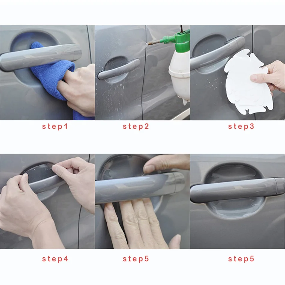 4 шт./лот Защитная пленка для ручки автомобиля внешняя прозрачная наклейка