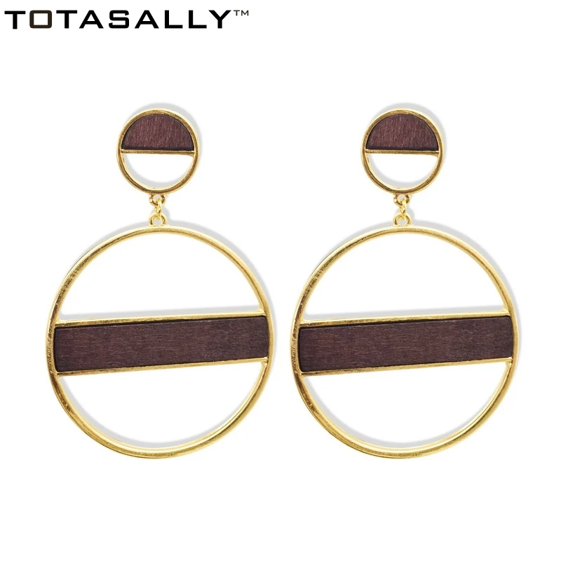 TOTASALLY модные серьги из дерева для женщин геометрический Золотой Тон