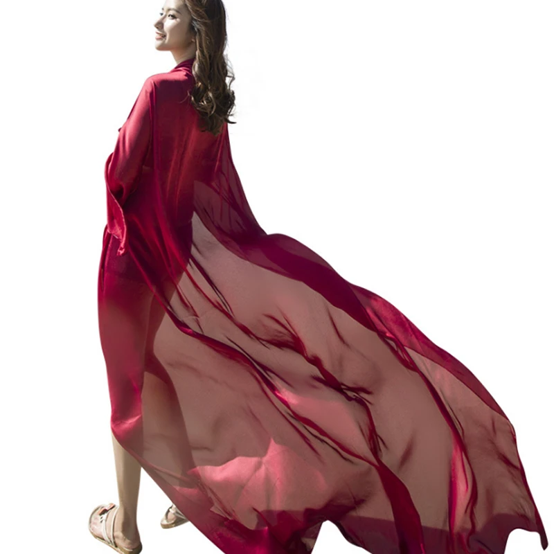 Fashion Summer Beach Women Silk Scarf Ladies Chiffon High Quality Lady Large Size New Luxury Solid Scarfs And Wraps |