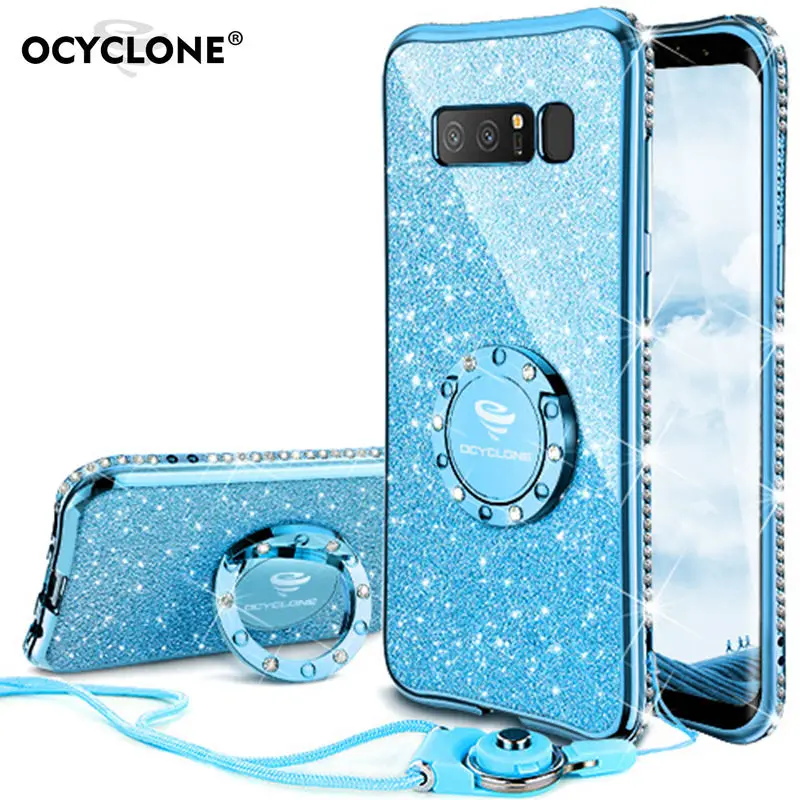

For Samsung Galaxy Note 8 Case Silicone Anti-knock Diamond Ring Cover For Samsung Note 8 Case Bling Glitter Cute Girl Case N9500