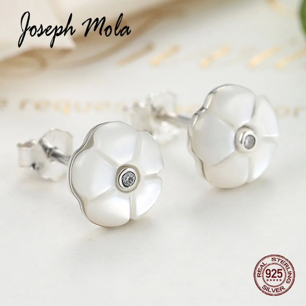 Joseph Mola 925 пробы серебряные серьги-гвоздики ручной работы с натуральным цветком