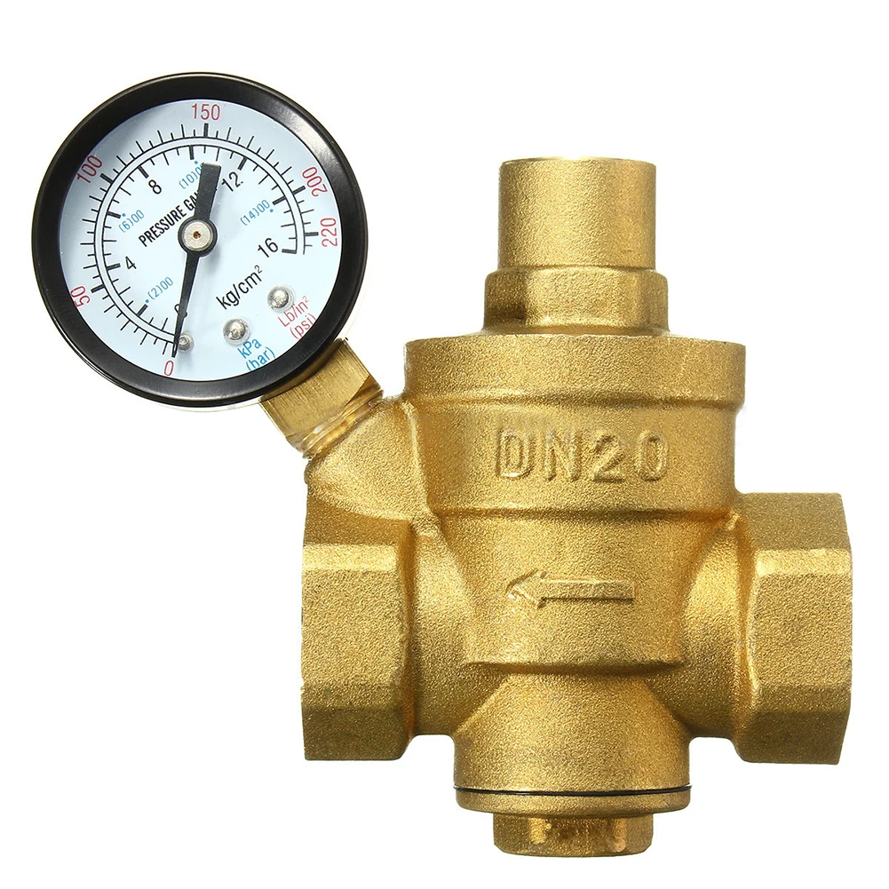 3/4 дюйма DN20 Регулируемый Bspp латунный редукционный клапан с манометром|reducing valve|water