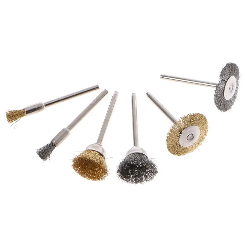 

44 Pieces mini Wire Brush Wheel Brass Steel Wire Brush Set 1/8inch (3mm) Shank For Power Dremel Rotary Tools Polishing Tools