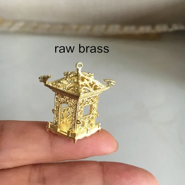 Raw Brass 2 шт 3D латунные подвески павильона 23*23*17 мм, латунная отливка ромб павильон Подвески для изготовления ювелирных изделий, DIY ремесла - Окраска металла: Raw Brass