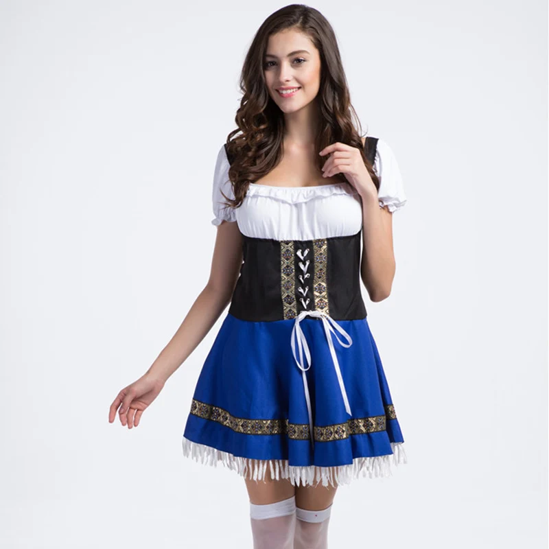 Новинка синяя Вечеринка Октоберфест косплей пиво костюмы на Хэллоуин для женщин