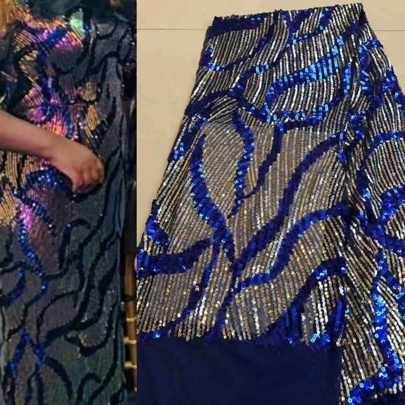 

Latest French Nigerian Laces Fabrics Gold Sequin High Quality Mesh Lace African Laces Fabric African French Net lace ML8129