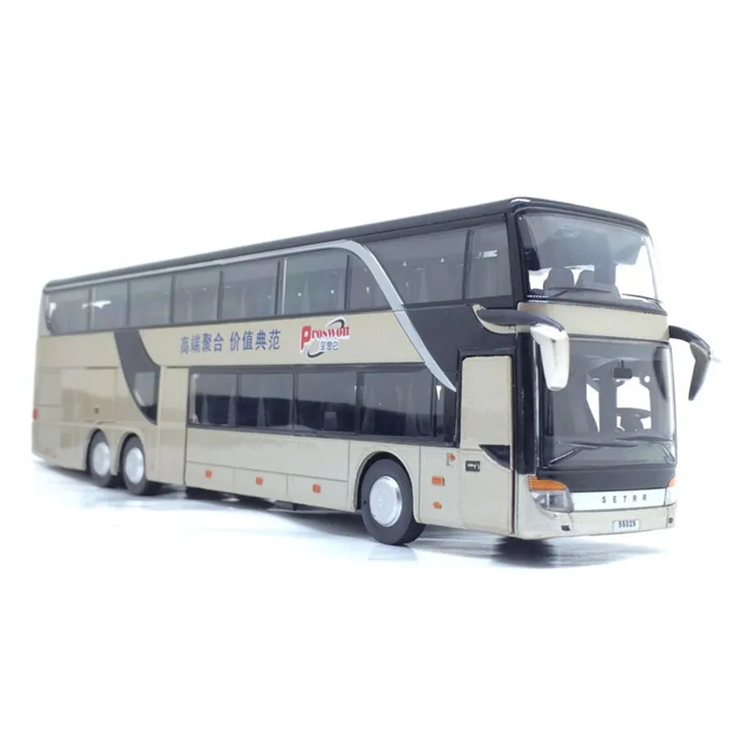 Sale High quality 1:32 alloy pull back bus model high simitation Double sightseeing Sound Light toy vehicle kids toys |