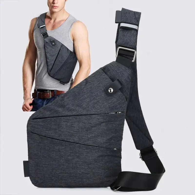 

Fashion Men Canvas Chest Bag Simple Messenger Bag Crossbody Bag Black