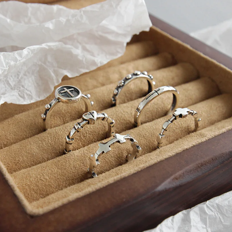 Женское кольцо с сердечками anel bague femme 100% Стерлинговое Серебро 925 пробы винтажное