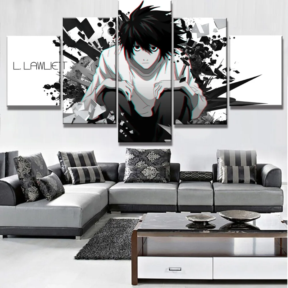 5 шт. HD печати большой тетрадь смерти аниме плакат Куадрос Картины на Модульная