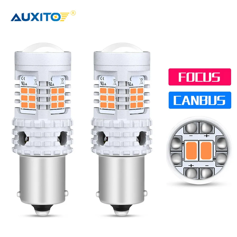 AUXITO 2Pcs T20 7440 LED Amber Yellow 26 SMD 3020 LED W21W 1156 7507 BAU15S LED Canbus Turn Signal Lights Bulbs