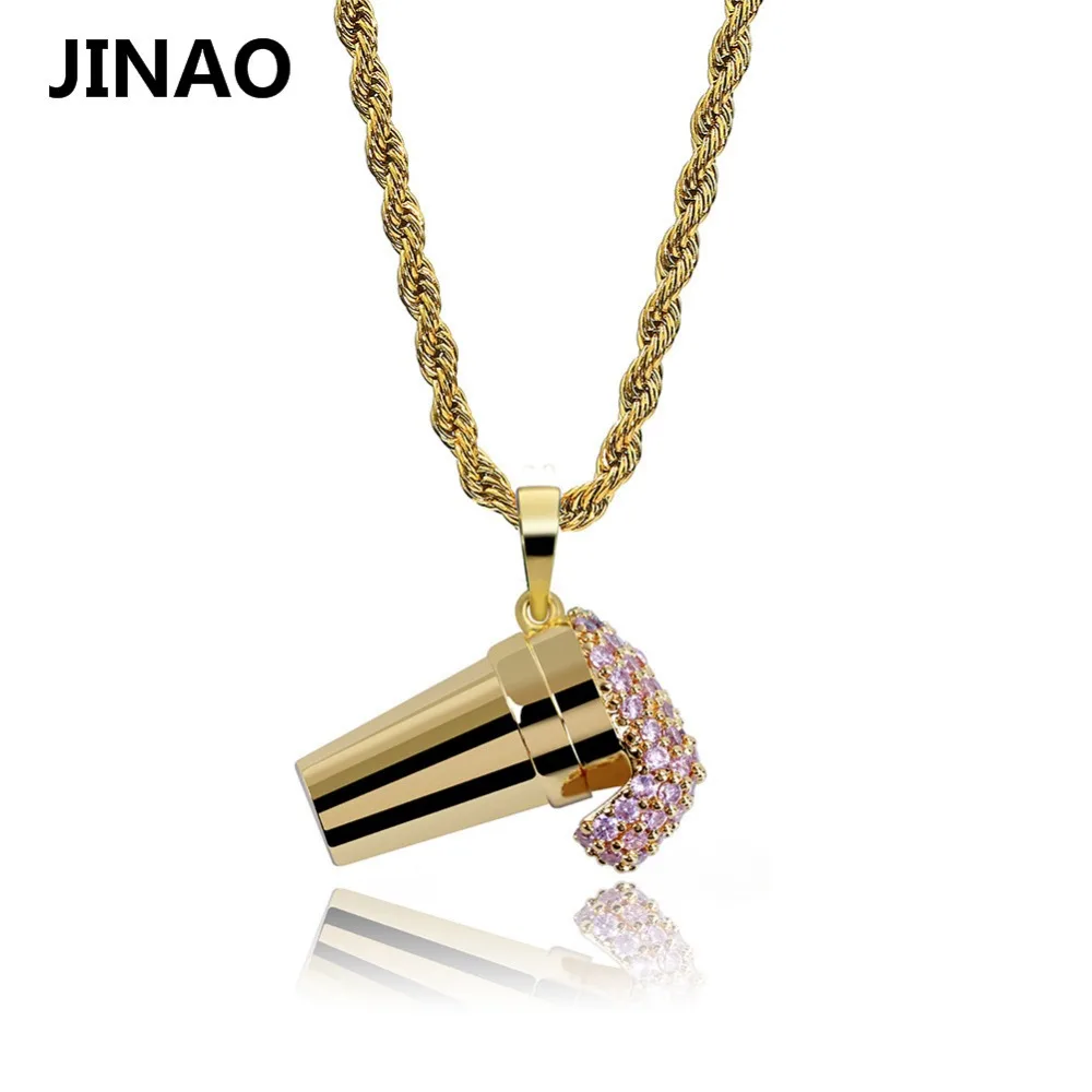 JINAO хип хоп подвеска Мороженое Micro Pave кубический циркон цепочки и ожерелья для