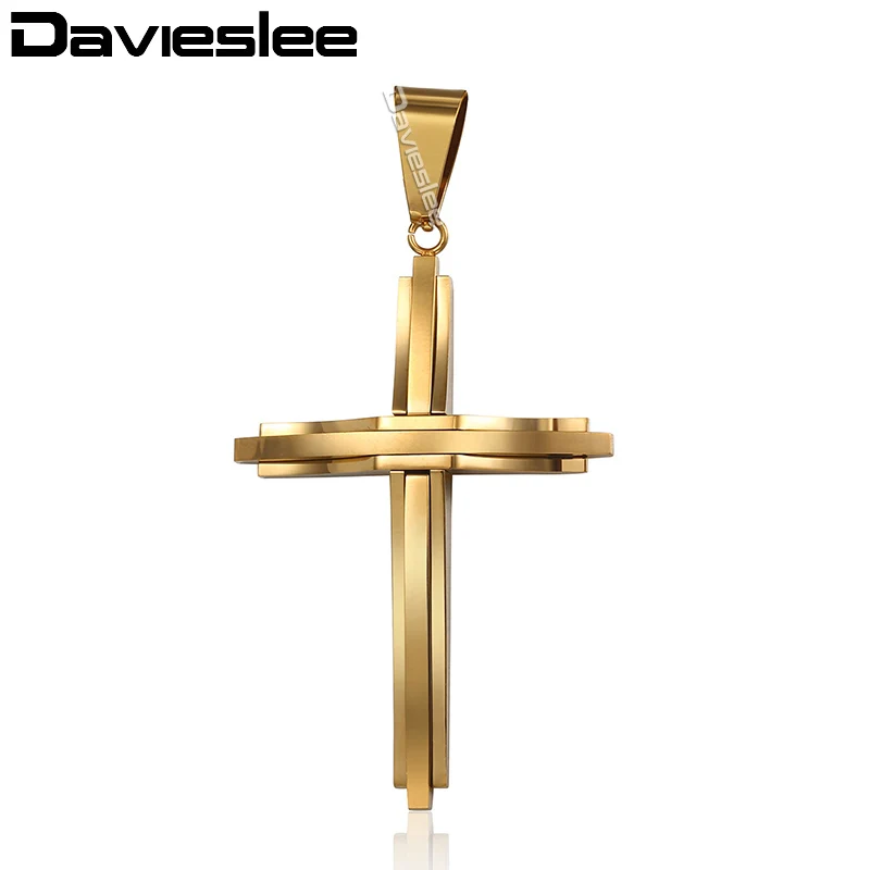 Davieslee 15 стилей, из нержавеющей стали крест кулон для Для мужчин цвета: золотистый, серебристый тон нескольких слоев прозрачными камнями Мода ювелирные изделия DLKPP1 - Окраска металла: KP347