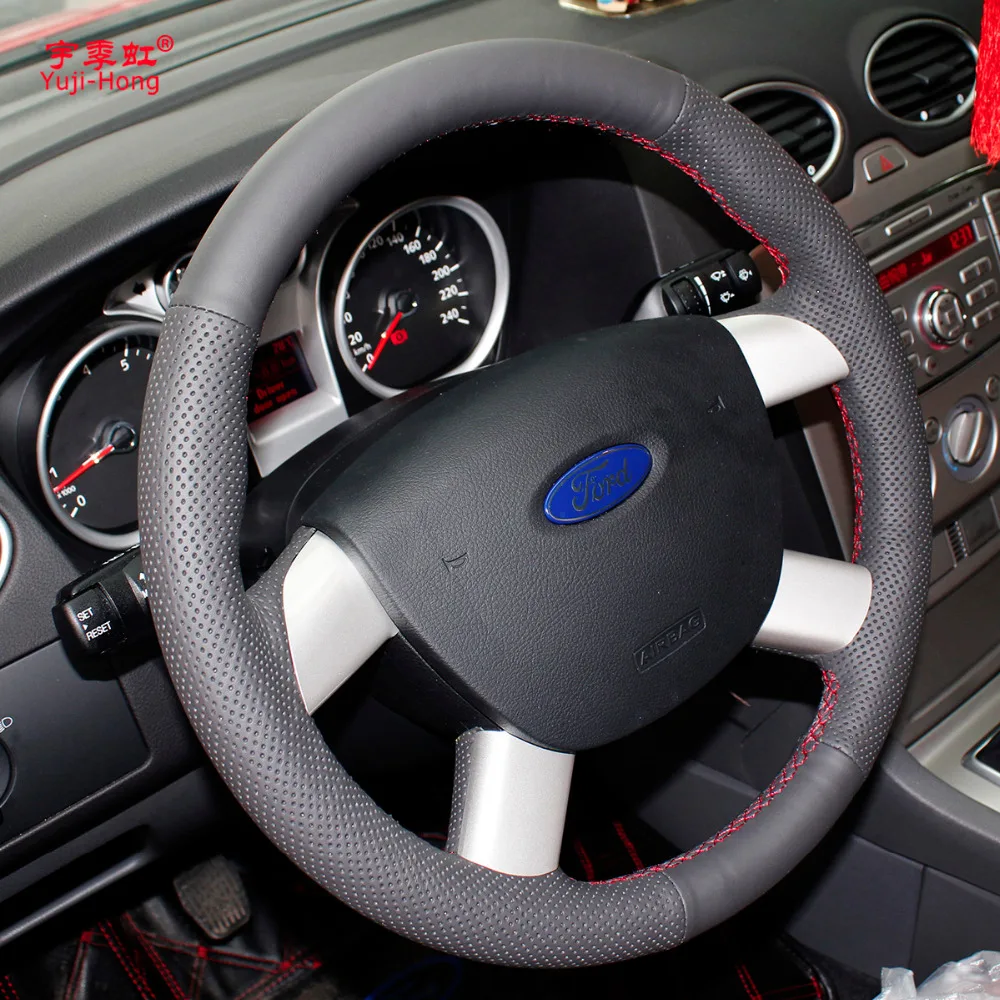 Чехол из искусственной кожи для Ford Focus 4 спицы черный чехол с ручной строчкой