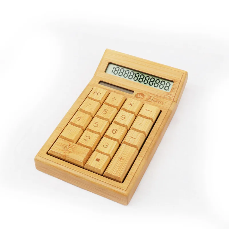 Бамбуковый офисный калькулятор 12 цифр ЖК дисплей Дисплей школьная специальный