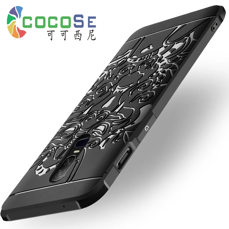 COCOSE Case OnePlus 6 Silicone Back Cover 3d Carved Soft Tpu Anti-knock Phone Coque for One plus Cool Dragon Style |
