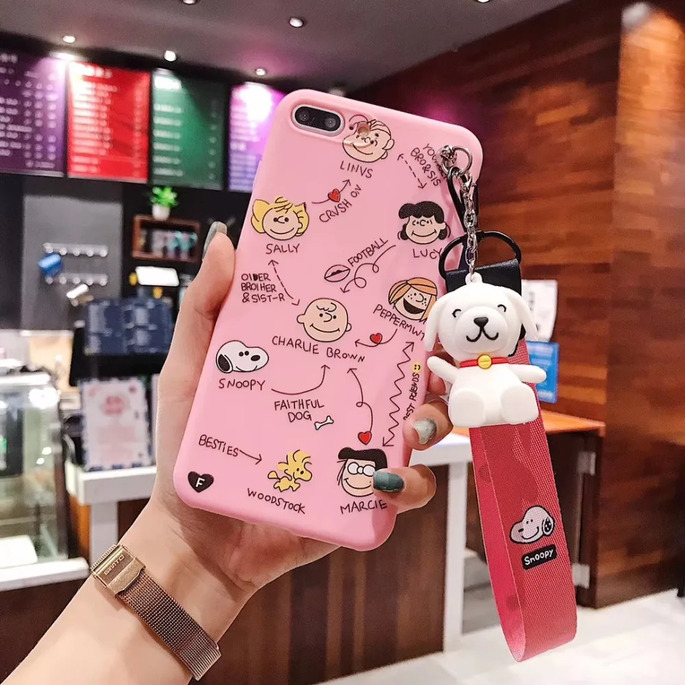 iToncs Cute Dog Cartoon Snoopys Stand+Lanyard+Doll Phone Cases for Vivo Y93 Y97 X9 X9s X20 Plus X21 X23 X27 V11 Cover Dropshipin |