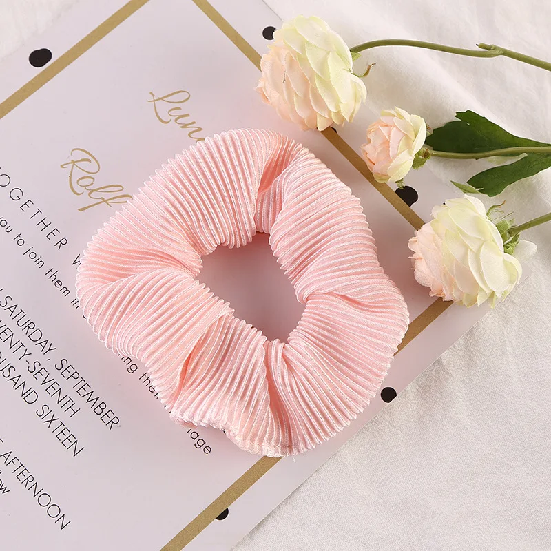 10 цветовых корейских модных женских эластичных резинок для волос с сборкой в виде петель для причесок девочек.