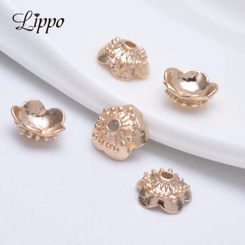 

20pcs Bead Cap 24k gold color copper big beads caps