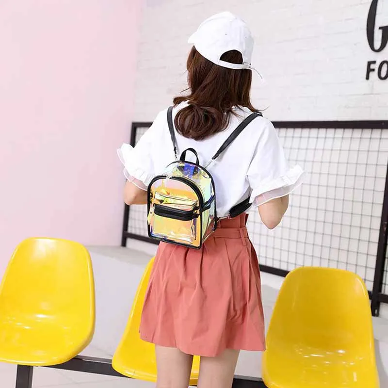 Новинка 2020 стильные женские рюкзаки с лазерной голограммой мини ПВХ женская