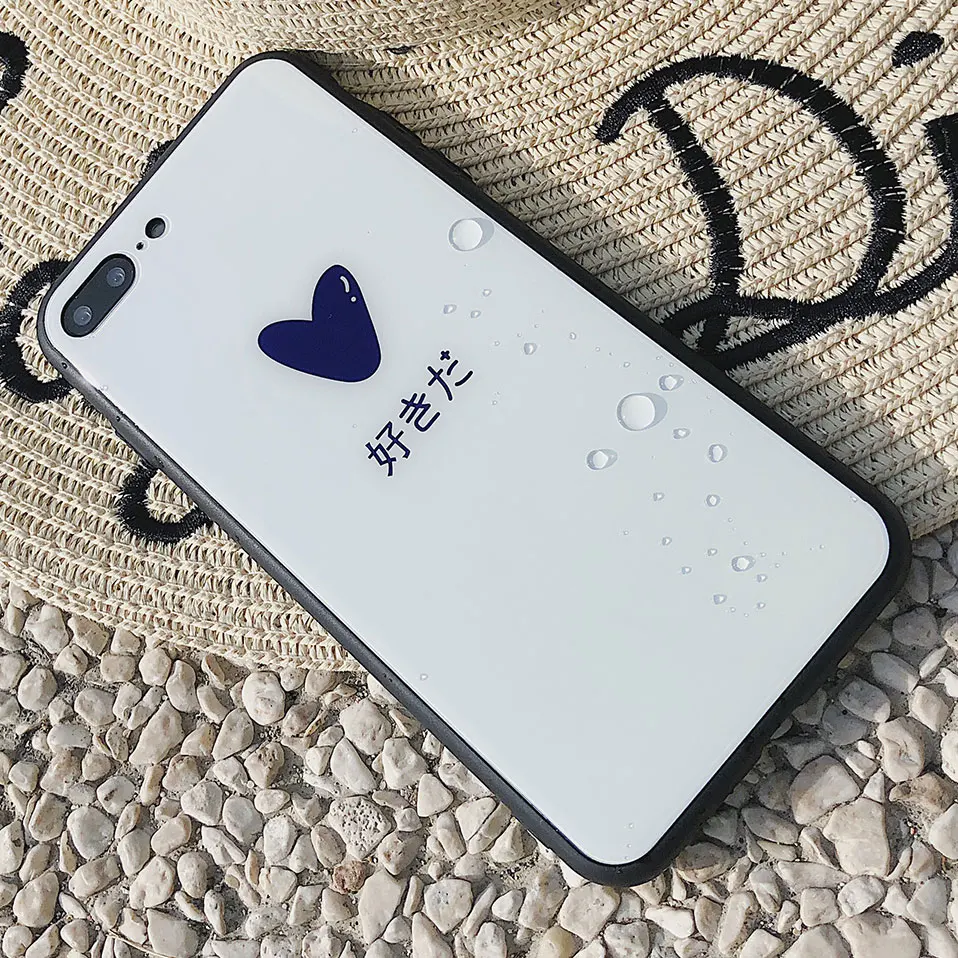 Закаленное стекло телефон чехол для iPhone 7 8 X 6s Capa в форме сердца мобильный 6 Plus Funda