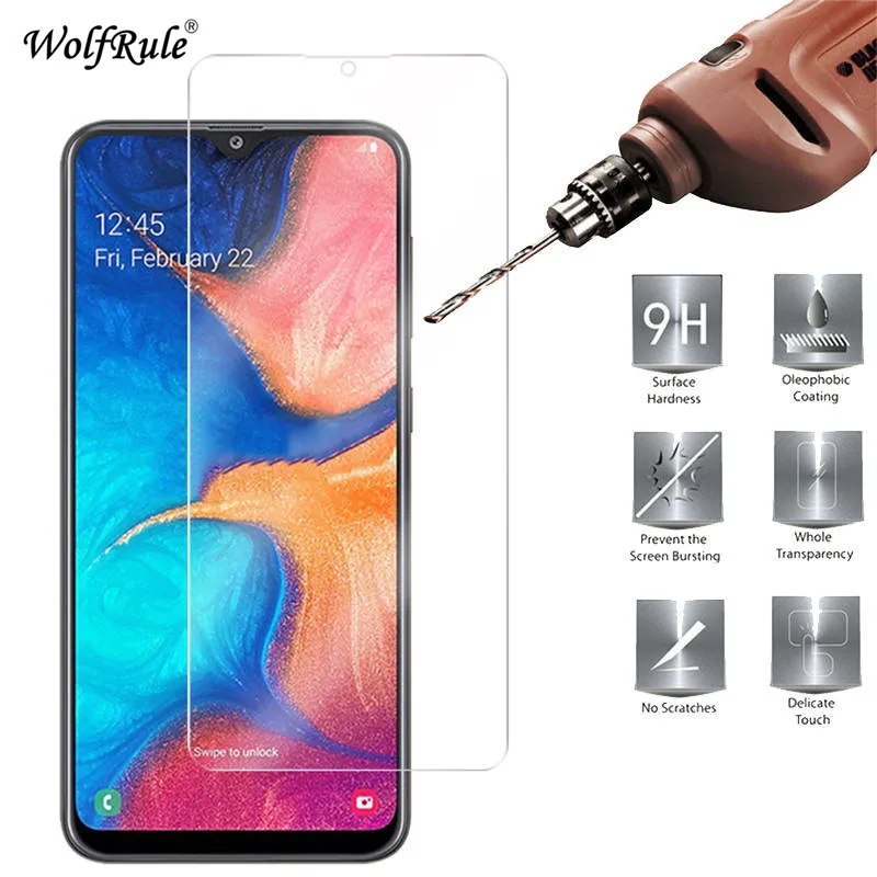 2 piezas de protector de pantalla para Samsung Galaxy A20 de vidrio templado para Samsung A20 pel&iacute;cula protectora de vidrio ultrafino para Galaxy A20 A205F-1