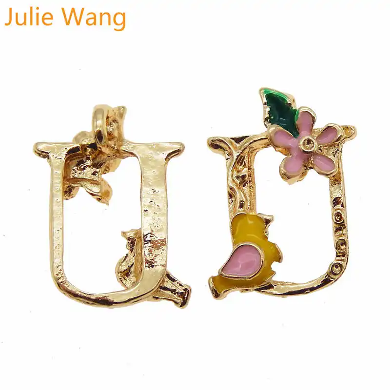 Julie Wang, 26 шт., золотой тон, смешанные A-Z, 26 букв, эмаль, афабец, подвески, ожерелье, подвеска, серьги, сделай сам, аксессуары для изготовления ювелирных изделий