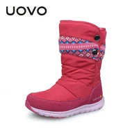 uovo 2021 winter boots girls brand fashion children shoes warm rubber footwear for kids princess size 27 37